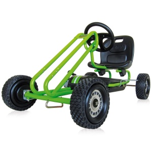 hauck Go-Kart Lightning pentru copii de la 4 ani pana la 50 kg dimensiunea corpului 90-110 cm, masina cu pedale cu frana de mana, scaun reglabil, treapta inainte si marsarier, actionare cu pedale (verde) - Img 7