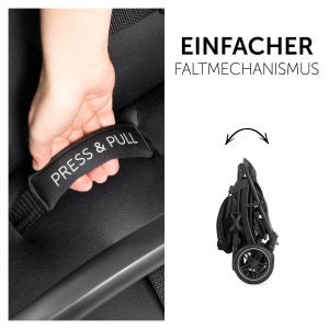 hauck Rapid 4D Air Negru - Carucior pentru copii cu anvelope pneumatice si functie de inclinare de la nastere pana la 22 kg - Protectie UV 50 - Pliabi - Img 4