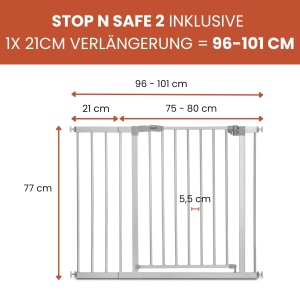 hauck Stop N Safe 2 Gri Protectie pentru Usi si Scari 96-101 cm Fara Gauri - Img 3