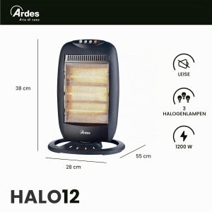 Heater Electric Ardes Halo 12 AR454B, 1200 W, 3 Trepte, 40 m - Img 2
