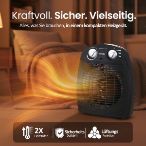 Heizluftung Emerio FH-106737.2, 2000W, portabil, pentru spatii de 25 m, gri - Img 4