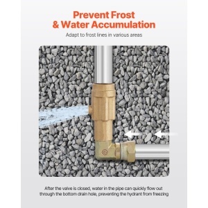 Hidrant de curte rezistent la îngheț VEVOR, robinet exterior rezistent la îngheț de 3,25 FT cu adâncime de îngropare de 12", conexiune țeavă G 3/4" și cuplaj furtun G 3/4", hidrant din fontă rezistent pentru irigații de curte, grădină, fermă - Img 3