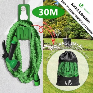Hose flexibil VOUNOT 30 m, 10 functii de pulverizare, 12 si 34 inch, verde - Img 5