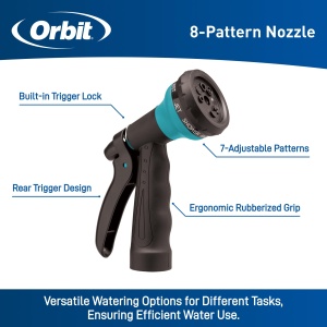 Hose Spiralizat Orbit 26381, 7,6 m, Albastru, Duza cu 8 Tipuri de Jet - Img 2