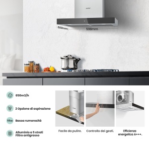 Hota de bucatarie COMFEE TSHM77SS-60, 60 cm, 650 mh, inox - Img 2
