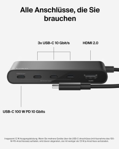 Hub USB-C Belkin 5 in 1 cu HDMI, 4K 60Hz, 100W Power Delivery - Img 3