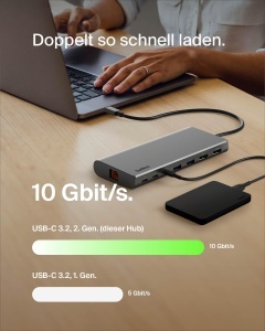 Hub USB-C Belkin INC015BTSGY-CZ, 8-in-1, 100W, 2 Monitoare, Argintiu - Img 5