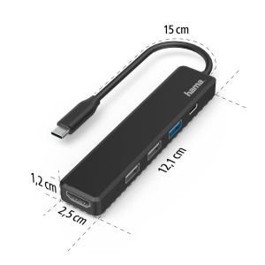 Hub USB C Hama, 5 Porturi, 4K HDMI, Negru - Img 4