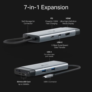 Hub USB-C TP-Link UH7020C, 7 in 1, 4K 60Hz HDMI, 100W Power Delivery - Img 3
