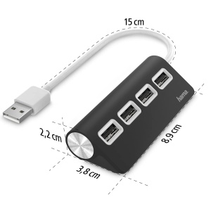 Hub USB Hama 4in1 Essential Line Negru High-Speed USB 20 Plug and Play - Img 4