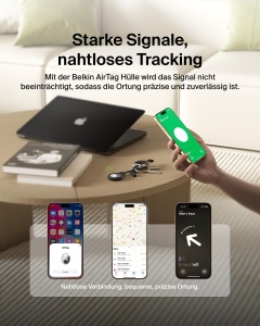 Husa AirTag Belkin cu Slaufa, Neagra, Protectie Antisoc si Antizgarieturi - Img 6