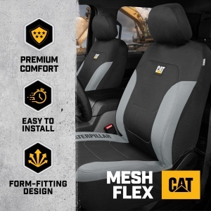 Husa auto Caterpillar Flexfit, 2 piese, negru, design modern cu accente gri - Img 2