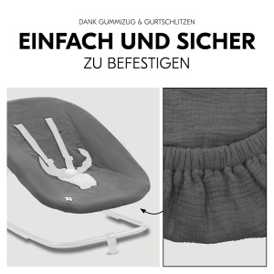 Husa pentru scaunul de masa hauck Highchair Bouncer Eco, 100 bumbac, gri inchis - Img 5