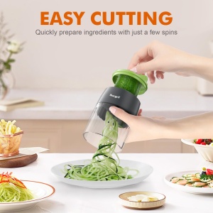 Ibergrif M522 Feliator spiralat legume, taietor de spaghete de dovlecei imbunatatit Taietor spiral de dovlecei Fara BPA Sigur pentru masina de spalat vase, 4 in 1 Feliator spiralat pentru legume pentru dovlecei, castraveti, cartofi - Img 2