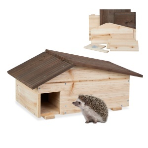 Igelhaus Relaxdays, Hotel pentru Iepuri, 2 camere, din lemn, 24x46x33,5 cm
