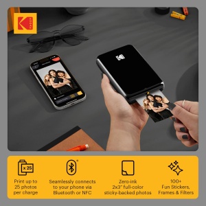 Imprimanta portabila KODAK Step - Mini imprimanta foto color 2x3, Bluetooth, negru - Img 2