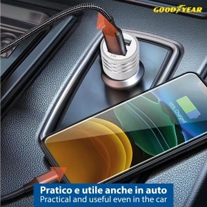 Incarcator auto Goodyear 3 in 1 cu cablu dual USB de 120 cm - Img 5