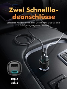 Incarcator auto GRIFEMA GD511, 48W, USB-C si USB-A, compact - Img 3