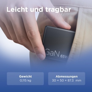Incarcator Dual USB-C Lenovo 65W GaN pentru Laptop si Telefon, Negru - Img 6