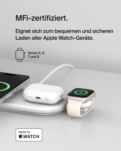 Incarcator portabil USB-C Belkin BoostCharge pentru Apple Watch, 5W, Alb - Img 2