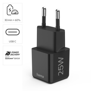 Incarcator rapid Hama, 25W, USB-C, super mini, negru - Img 2