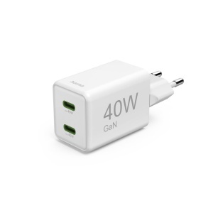 Incarcator rapid Hama 40W, 2x USB-C, alb, compact