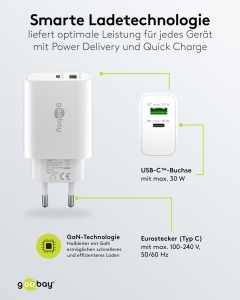 Incarcator USB C goobay 30W, Dual Port, compact, alb - Img 4