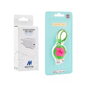 Incarcator USB-C MUTTO Ibisco, 10W, cu 2 porturi, inclus USB cablu