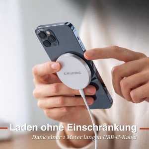 Incarcator wireless Grundig 15W, design magnetic, USB Type-C, argintiu - Img 3