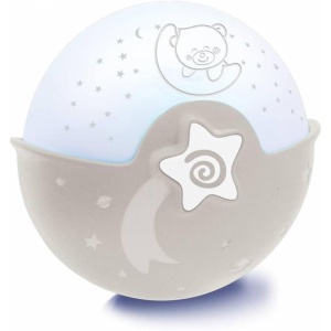 Infantino Proiector si Lumina de Noapte pentru Copii Gri Melodii si Senzori de Sunet