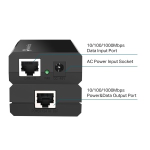 Injektor PoE TP-Link TL-POE150S, 15.4W, Gigabit, Plug Play, Negru - Img 2