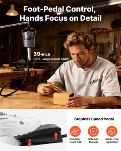 Instrument rotativ electric VEVOR KD-D491, 780W, 25000 RPM, cu ax flexibil si pedala de control - Img 3