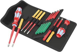 Instrumente de lucru Wera Kraftform Kompakt VDE Stainless 17 extra slim, 2 manere, 6 lame din otel inoxidabil