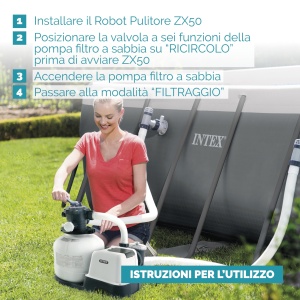 Intex 28007EX - Robot automat de curatare a piscinelor ZX50, pentru pompe de filtrare de la 3400-5600 l/h, pentru piscine de pana la 488 cm, plastic, alb - Img 8