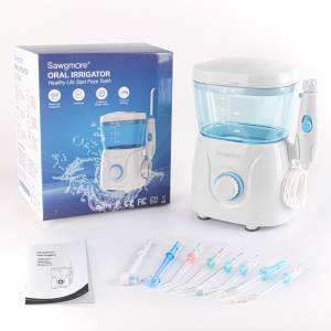 Irigator oral electric Sawgmore cu 10 niveluri de presiune si 8 duze, ata dentara profesionala pentru curatarea Zan, rezervor de apa de 600 ml, perfect pentru familie - Img 8