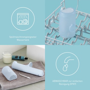 Irigator oral Panasonic seria 300 EW-DJ27-A303, irigator dentar, irigator oral wireless, 200 ml, IPX7, 4 duze standard, 5 niveluri de presiune a apei, accesorii de calatorie, albastru gheata - Img 6