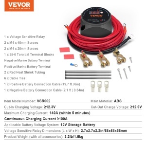 Isolator dublu baterie VEVOR VSR002, 12V, 140A, mod manual si automat - Img 7