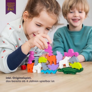 Joc de echilibru HABA Tier auf Tier Deluxe 30 animale colorate din lemn - Img 2