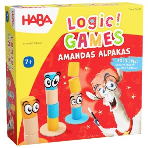 Joc de Logica HABA Amandas Alpakas Joc din Lemn cu 60 de Riddles pentru Copii