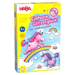 Joc de societate HABA Einhorn Glitzergluck - Culoare roz, pentru 2-4 jucatori, 3 ani