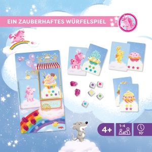 Joc de societate HABA Einhorn Glitzergluck, pentru 2-4 copii, abilitati numerice, 4 ani - Img 3