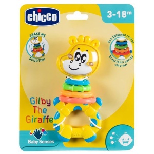 Jucarie Chicco Gilby Giraffe Rassel cu Rotiere si Inele Colorate - Img 3