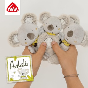 Jucarie cu inel pentru bebelusi Fehn Koala - Jucarie de plus Jucarie pentru bebelusi cu zornaitor - Jucarie pentru abilitati motorii pentru invatare jucausa - Jucarie de plus ca ajutor pentru somn - Jucarii pentru bebelusi si copii mici de la 0+ luni - Img 6