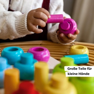 Jucarie de constructie HABA Steckspiel Farbkringel din lemn, 16 piese, invatarea culorilor - Img 3