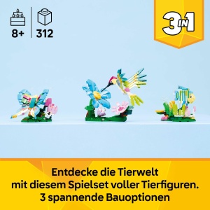 Jucarie de Constructie LEGO Creator 3in1 31384 - Kolibri Colorat, 312 Piese - Img 2