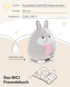 Jucarie de plus NICI Chill-NICI Iepuras cu inima 30 cm textura marshmallow gri deschis - Img 5