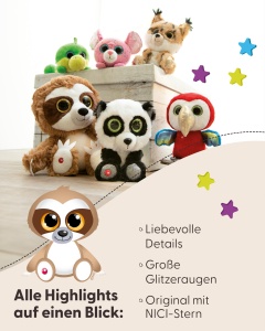 Jucarie de Plus NICI GLUBSCHIS Heywood 25cm Ochi Stralucitori Blana Moale Maro - Img 4