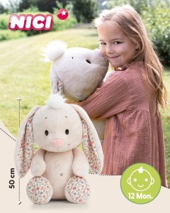 Jucarie de plus NICI Hase 50cm - bej, cu detalii florale - Img 3