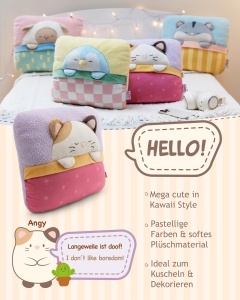 Jucarie de plus NICI Kuscheltier Katze Angy 35x30x18cm, culoare pastelata, design Kawaii - Img 3