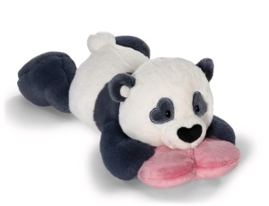 Jucarie de plus NICI Love Panda 20cm - negru, moale, cu inima roz
